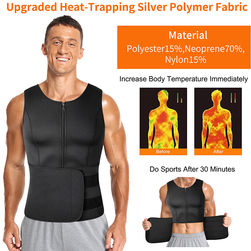 Men Neoprene Sauna Zipper Wais - Crossfit Weight Vest 评论和价格